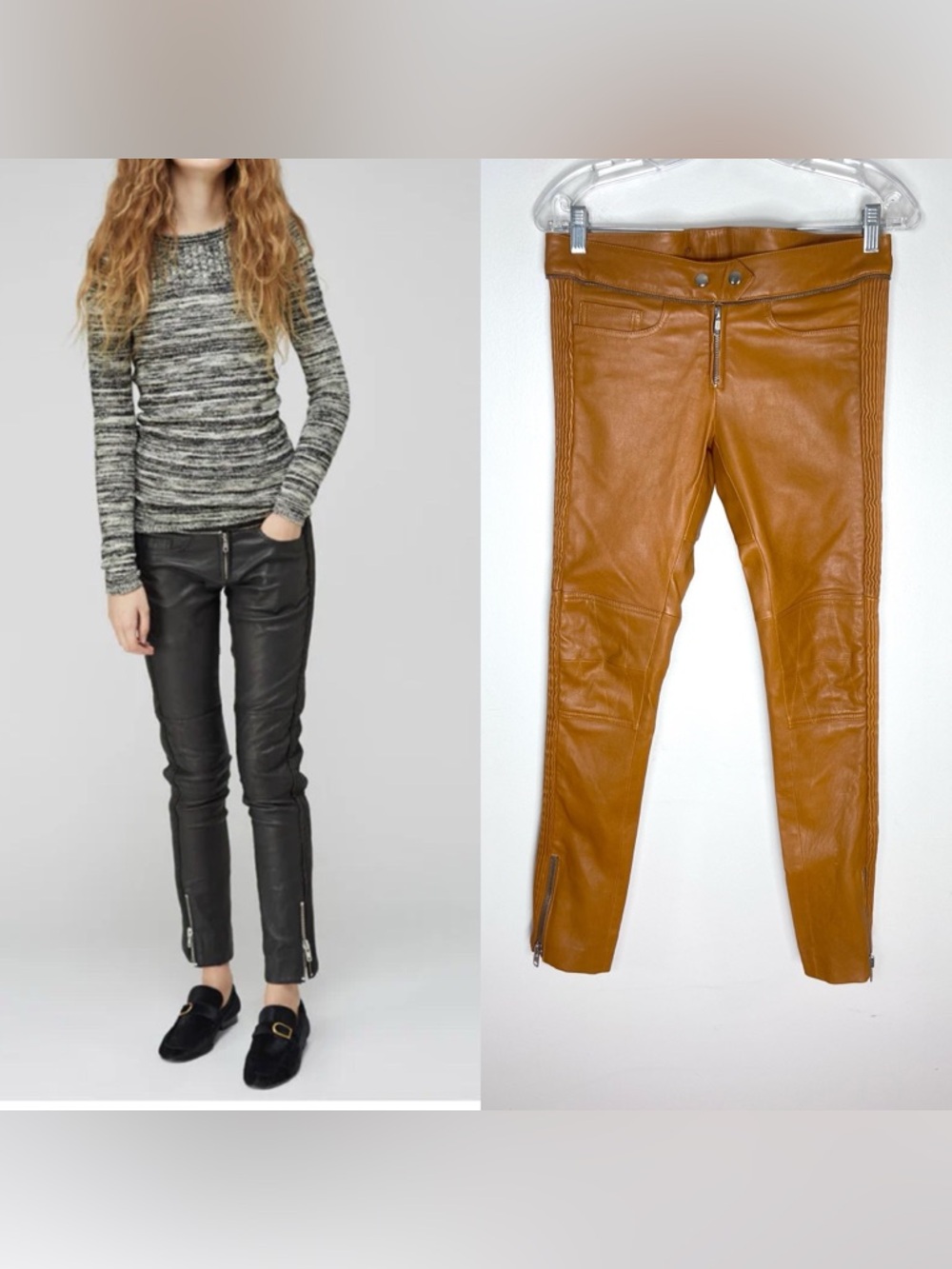 Isabel Marant Kerry Leather Moto Pants Black Sz 34 (XS)